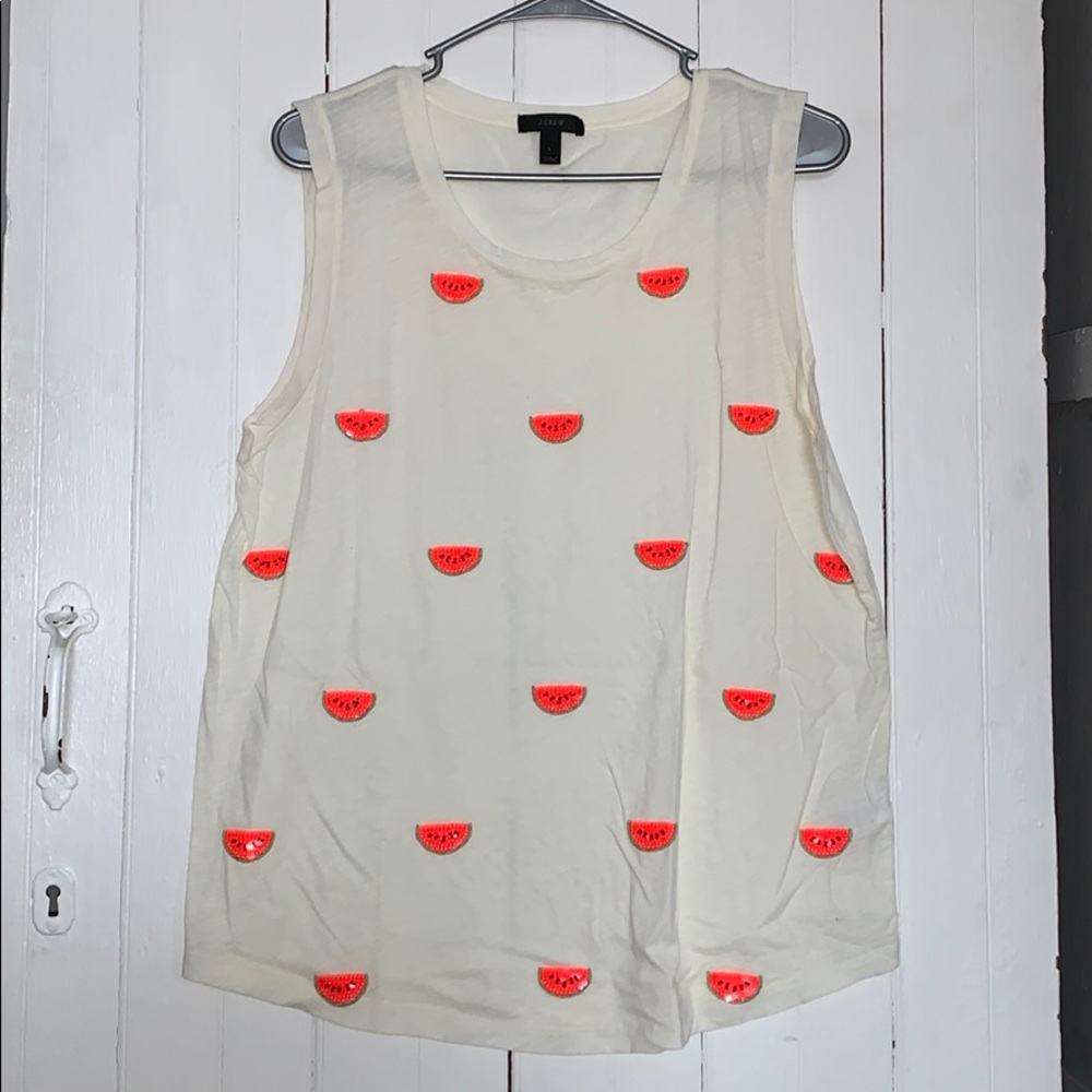 JCrew watermelon beaded tank